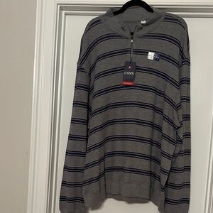 Chaps Men's Sweater with Navy Stripes